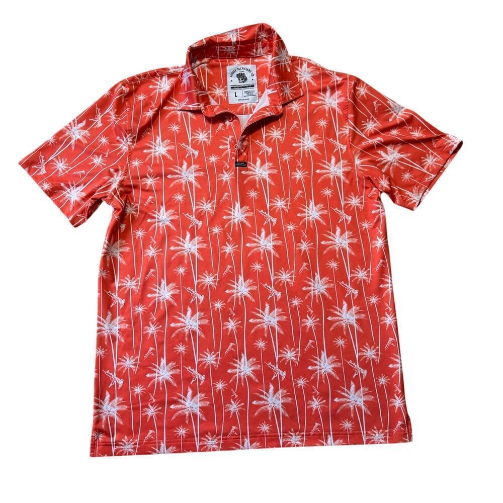 SAVAGE TACTICIANS Co. Paradise Palms Performance Polo, short Sleeve shirt, Large